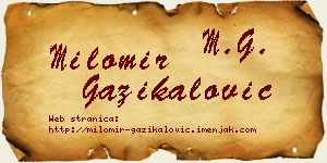 Milomir Gazikalović vizit kartica